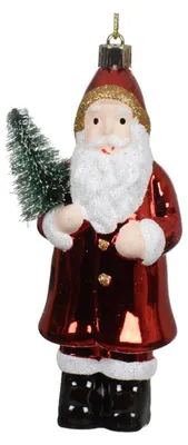 Zdjęcie produktu dla Ozdoba choinkowa z tworzywa sztucznego 15 cm Figurka Świętego Mikołaja czerwona