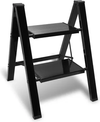 Produktbild von Famanu Klappleiter 2 Stufen - Aluminium Schwarz, Anti-Rutsch