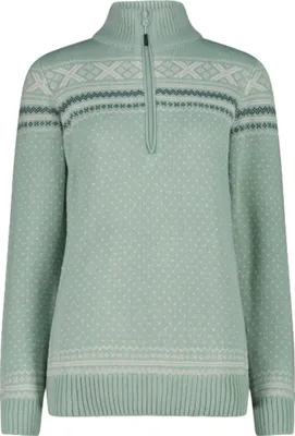 Produktbild von CMP Knitted Damen Pullover mit Wolle und Half Zip Reißverschluss grün 40