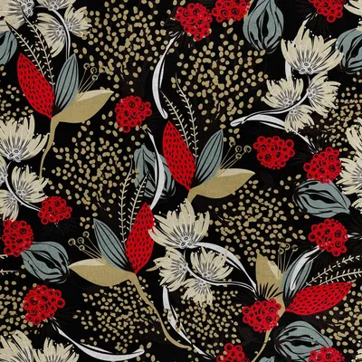 Image de Royal Velvet Tissu Polyester A coudre - Motif fleurs artistiques