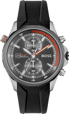 Produktbild von BOSS Chronograph Quarz Uhr für Herren mit Schwarzes Silikonarmband - 1513931