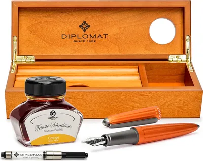 Produktbild von Füllhalter Set Diplomat Aero orange mit Tinte, Stärke M