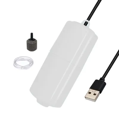 Produktbild von 1 Set Aquarium Luftpumpe USB Aufladen Effiziente Sauerstoffversorgung Leiser Betrieb Energiesparende Sauerstoffpumpe Aquarium Versorgung-Weiß