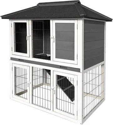 Zdjęcie produktu dla Klatka dla królików HOME DELUXE TOCA – 115 x 115 cm | Odporna na warunki atmosferyczne klatka z drewna jodłowego do użytku wewnątrz i na zewnątrz