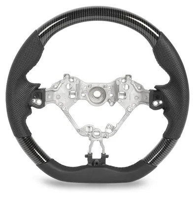 Image de Volant Hydro-Dip, cuir perforé, face inférieure aplatie, compatible avec la Subaru BRZ ZC6 de 2017 à 2021, style fibre de carbone