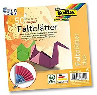 Zdjęcie produktu dla Folia 499/1515 Arkusze składane "Duo" - 50 arkuszy, 10 różnych kolorów, 80g, 15x15cm (S-T)