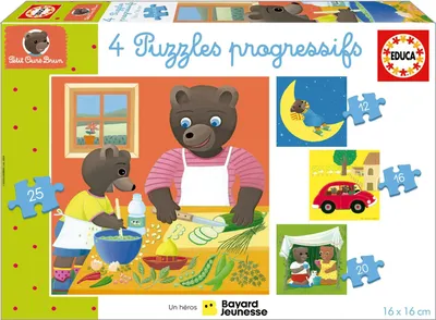 Productafbeelding van EDUCA Puzzel Kleine Bruine Beer 4-in-1 (12, 16, 20, 25 stukjes)