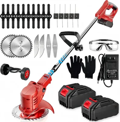 Produktbild von Akku-Rasentrimmer 21V mit 2 Akku und Ladegerät, 3-in-1 Freischneider, 5 Arten Klinge, Motorsense, Teleskop-Stiel & Zusatzhandgriff für Rasen,Garten