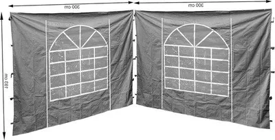 Obrázok produktu pre Bočné steny s PVC oknom - 300x195 cm - pre altánok Sahara 3x3m - Sivá bočná stena so zipsom