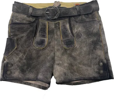 Produktbild von MADDOX Kurze Mädchen Lederhose "Fichtelsee" mit Gürtel | Steingrau Größe: 140