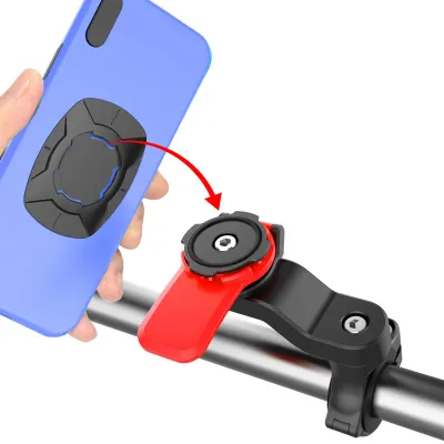 Image de Support de téléphone portable pour vélo et moto, réglable, pivotant et résistant aux chocs, pour scooter électrique, noir et rouge (HL-143A)