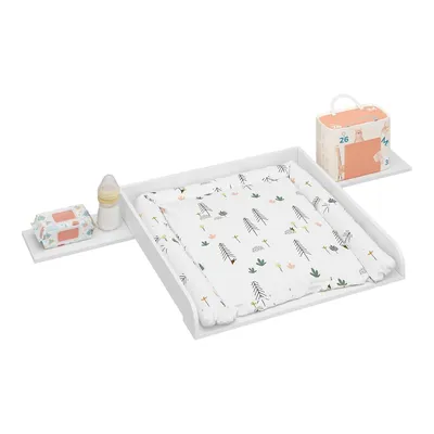 Produktbild von WOLTU Wickelaufsatz, Wickeltischaufsatz universal für Kommode (Tiefe: 47-50 cm), mit Schutzrand, aus MDF, 160 x 10 x 80 cm, Weiß (80 x 80 cm für Baby)
