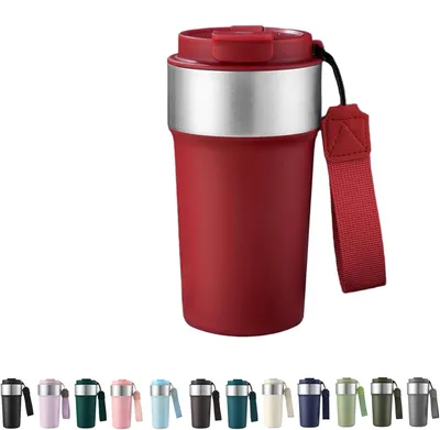 Produktbild von Thermobecher, 510 ml, auslaufsicherer Edelstahl-Kaffeebecher mit Deckel und Trinkhalm