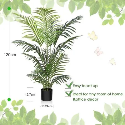 Produktbild von Famanu Kunstpflanze große Kunstpalme - 120 cm, dekorativ für Wohnzimmer und Schlafzimmer