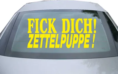 Produktbild von Indigos UG - Aufkleber Heckscheibe & Motorklappe DE6114 - gelb - 600x258 mm - fick dich! zettelpuppe! - Auto Scheiben Fenster Heckklappe Tuning Racing JDM - Die cut