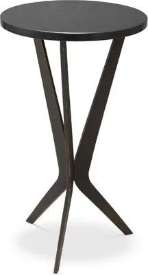 Runder Luxus Designer Beistelltisch Schwarz Bronze Round Luxury Designer Side Table Black Bronze
