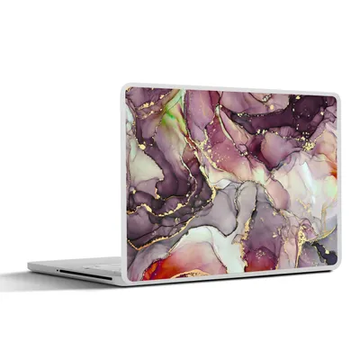 Produktbild von MuchoWow® Laptop Aufkleber Sticker Cover Marmor - Rot - Lila - Gold 32.5x23.5 cm - Sticker für Laptop - Selbstklebend