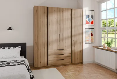 Produktbild von Geräumiger Kleiderschrank KAYA XI 200 cm, Kleiderschrank mit Schubladen für Schlafzimmer, Korridor (Farbe: Eiche Evoke)
