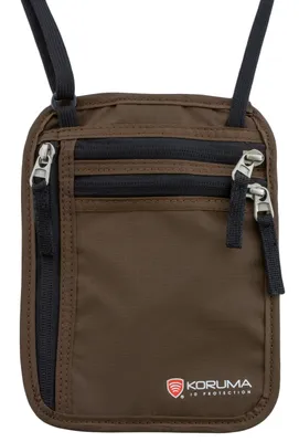 Produktbild von Dünne Versteckte RFID-Brusttasche, Sicherer Reise-Brustbeutel für den Hals, Geldbörse für Reisen mit RFID-Schutz, Diebstahlschutz-Passhülle / KORUMA®