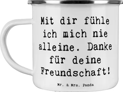Produktbild von Mr. & Mrs. Panda Teetasse Spruch Beste Freundin - Weiß - Geschenk, Handgemacht, becher emaille, Freundschaft, Dankbarkeit, Teebecher, Kaffeepott, Pott, Tasse, Freude