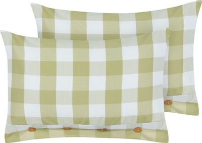 BELIANI Komplet 2 poduszek zielony 40 x 60 cm w kratę z guzikami w stylu cottage jasiek