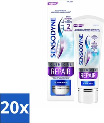 Productafbeelding van Sensodyne - Tandpasta - Clinical Repair - Active White - Herstelt het tandglazuur - 75 ml - Voordeelverpakking - 20 stuks