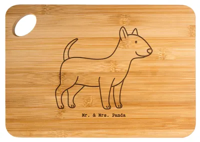 Produktbild von Mr. & Mrs. Panda Frühstücksbrett Bullterrier Moment - Transparent - Geschenk, Brett, Küchenbrett, Holzbrett, Holzbrettchen, Schneidebrett