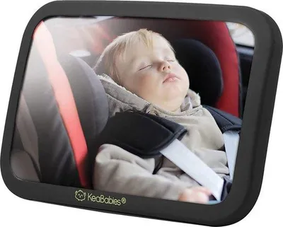 Image de Miroir de siège auto pour bébé Unyqoos® – Incassable, orientable à 360°, largeur 24 x 17 cm, pour sièges auto orientés vers l'arrière, entièrement assemblé, testé en cas de collision, finition noir mat