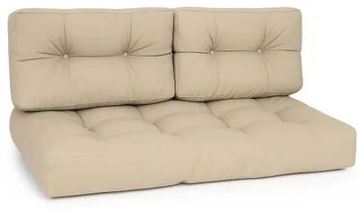 Image de Beautissu Coussins de palette pour extérieur 1x coussin d'assise et 2x coussins de dossier, naturel