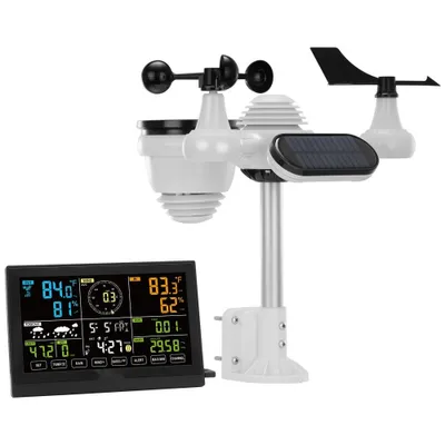 Produktbild von 7-in-1 Wetterstation Funkwetterstation - Außensensor - 7,5" Farbdisplay - RCC-Atomuhr - Windrichtung - Windgeschwindigkeit - Luftdruck - Innen-/Außentemperatur - Feuchtigkeit - Mondphase