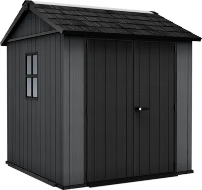 Produktbild von Keter Newton 775 Gartenhaus - 230x223.8x246cm - Satteldach - Kunststoff - Grau - Natürlicher Holzlook