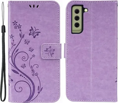 Produktbild von Samsung Galaxy S21 FE Hülle - Coverup Blumen & Schmetterlinge Klapphülle - Lila