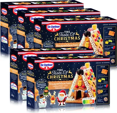 Produktbild von Dr.Oetker-Knusper-Häuschen Lebkuchenhaus Advent Weihnachten 403g (5er Pack)