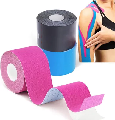 Produktbild von Grunda Kinesiotapes - 3 Kinesiologie Tape Rollen (5cm x 5m) Kinesiotape - Profi Physio Tape und Sporttape - wasserfeste & Hautfreundliche Sport Tapes für Muskelunterstützung, Knieschmerzen