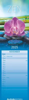 Produktbild von Streifenplaner Mini Zen 2025 - Streifen-Kalender 9,5x33 cm - Harmonie und Achtsamkeit - Wandplaner - Küchenkalender - Alpha Edition