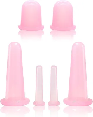 Imagen del producto de Juego de 6 ventosas de silicona, de diferentes tamaños, para uso facial y corporal