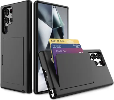Zdjęcie produktu dla Smartphonica Etui na telefon Samsung Galaxy S24 Ultra wytrzymałe TPU z kieszenią na kartę - wytrzymałe etui TPU z kieszenią na kartę - czarne