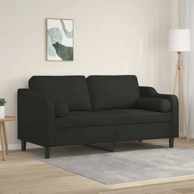 Produktbild von 2-Sitzer-Sofa mit Zierkissen Schwarz 140 cm Stoff 3200849