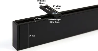 Obrázek produktu pro Záclonová dráha na míru 1-délka černá - řada Loft - nástěnný držák / 70cm