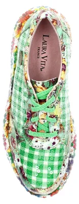 Produktbild von Laura Vita Damen Sneaker Karomuster Pailletten Plateau NIKITO 53, Größe:40 EU, Farbe:Grün