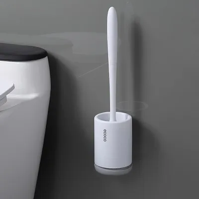 Produktbild von WC-Bürste und Halter, Silikon-WC-Bürstenset mit WC-Bürste mit langem Griff und schnelltrocknendem Halter für Badezimmer- oder Gäste-WC