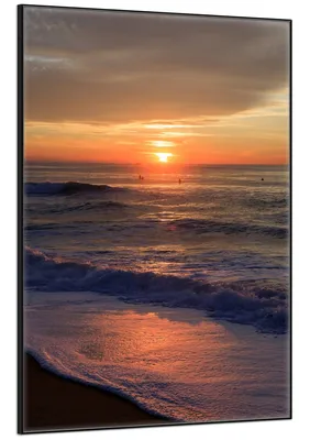 Produktbild von Wallario Wandbild Sonne über dem Meer, Größe: 70,30 x 100,30 cm, Poster mit schwarzem Aluminiumrahmen