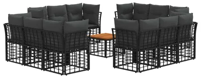 Produktbild von vidaXL Outdoor-Sofagarnitur 13 pcs Schwarz und Dunkelgrau Polyester