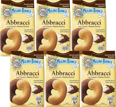 Produktbild von MULINO BIANCO Abbracci knusprige italienische Kekse mit Butter- und Kakaogeschmack 350g x 6 pakete (Abbracci, x6)