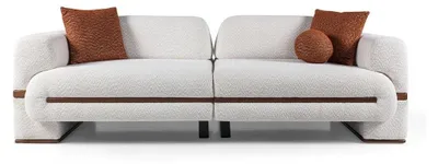 Zdjęcie produktu dla Biała sofa z tkaniny – stylowa sofa tapicerowana do salonu