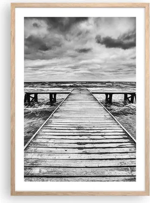 Produktbild von Gerahmtes Poster - Rahmen in heller Eiche - Brücke Meer Welle - 50x70 cm - Wand Bild - Wanddeko - Wandbilder - Wandposter - Bilderrahmen - Bilder - Kunstdruck - Wandbild - P2NPA50x70-3637