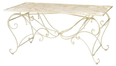 Produktbild von Tisch 30kg Gartentisch Esstisch Eisen Nostalgie antik Stil 160x80cm cremeweiss