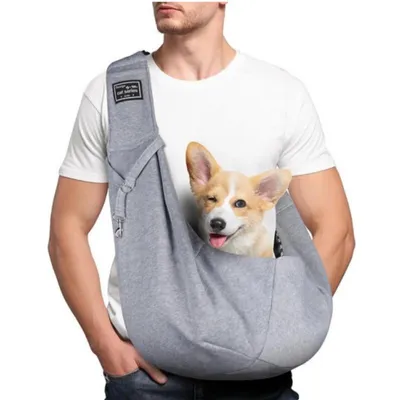 Productafbeelding van Draagbare honden- en kattentas voor kleine dieren tot 15 kg – Handtas voor huisdieren met veiligheidssluiting, handsfree, grijs, reistas en geschikt voor buitenshuis