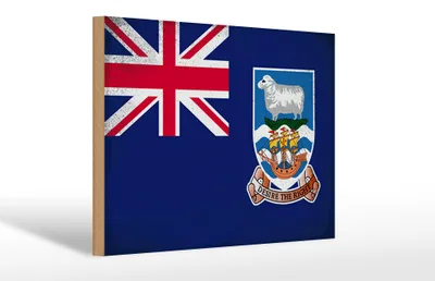Produktbild von Holzschild Flagge FalklanSteckanschlussln 30x20cm Flag Vintage