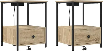 Zdjęcie produktu dla Szafka Nocna z szufladą 2 pcs Dąb Sonoma 42 x 41 x 56 cm